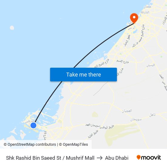 Shk Rashid Bin Saeed St / Mushrif Mall to Abu Dhabi map