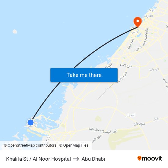 Khalifa St / Al Noor Hospital to Abu Dhabi map