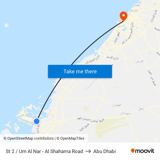 St 2 / Um Al Nar - Al Shahama Road to Abu Dhabi map