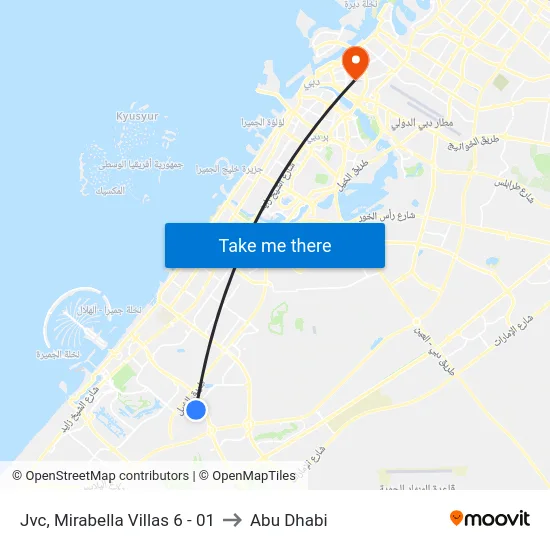 Jvc, Mirabella Villas 6 - 01 to Abu Dhabi map