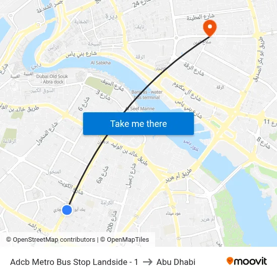 ADCB Metro Bus Stop Landside - 1 to Abu Dhabi map