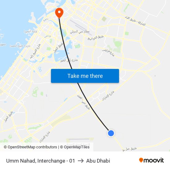 Umm Nahad, Interchange - 01 to Abu Dhabi map