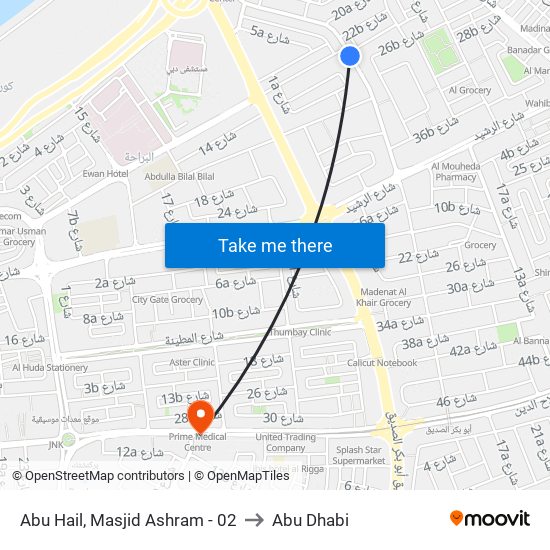 Abu Hail, Masjid Ashram - 02 to Abu Dhabi map