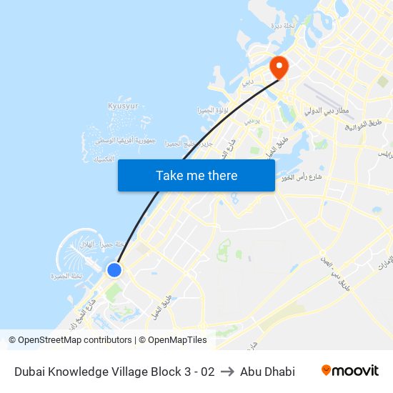 Dubai Knowledge Village Block 3 - 02 to Abu Dhabi map