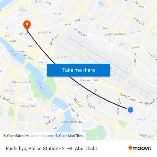 Rashidiya, Police Station - 2 to Abu Dhabi map