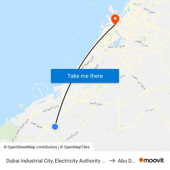 Dubai Industrial City, Electricity Authority Sub Stn 1 - 02 to Abu Dhabi map