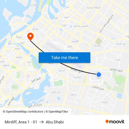 Mirdiff, Area 1 - 01 to Abu Dhabi map