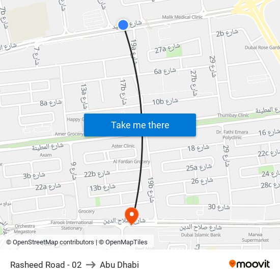 Rasheed Road - 02 to Abu Dhabi map