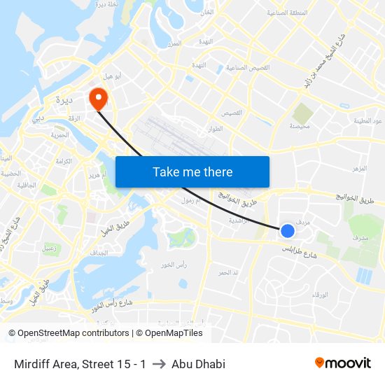 Mirdiff Area, Street 15 - 1 to Abu Dhabi map