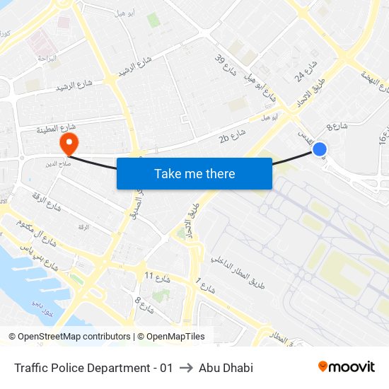 Traffic Police Department - 01 to Abu Dhabi map