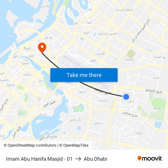 Imam Abu Hanifa Masjid - 01 to Abu Dhabi map
