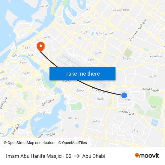 Imam Abu Hanifa Masjid - 02 to Abu Dhabi map
