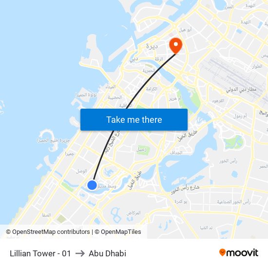 Lillian Tower - 01 to Abu Dhabi map