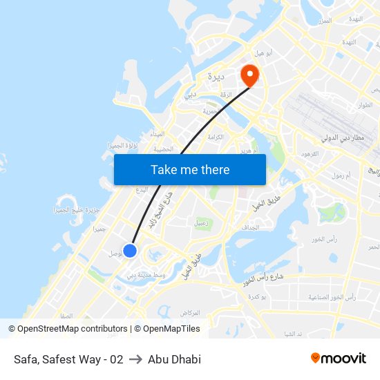 Safa, Safest Way - 02 to Abu Dhabi map