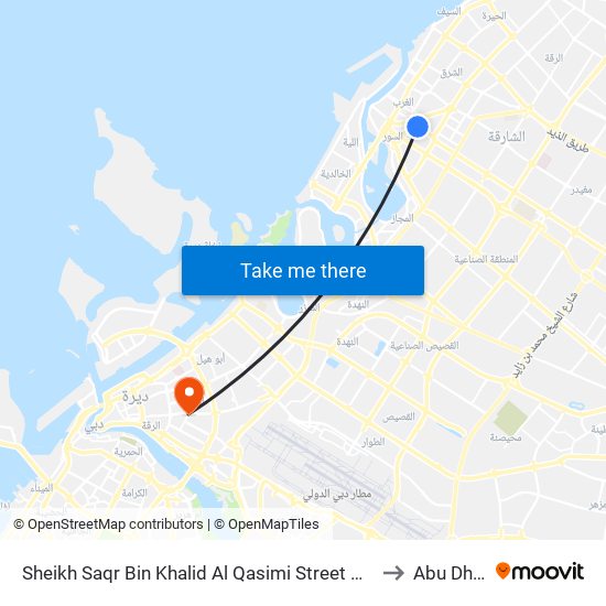 Sheikh Saqr Bin Khalid Al Qasimi Street Bus Stop to Abu Dhabi map