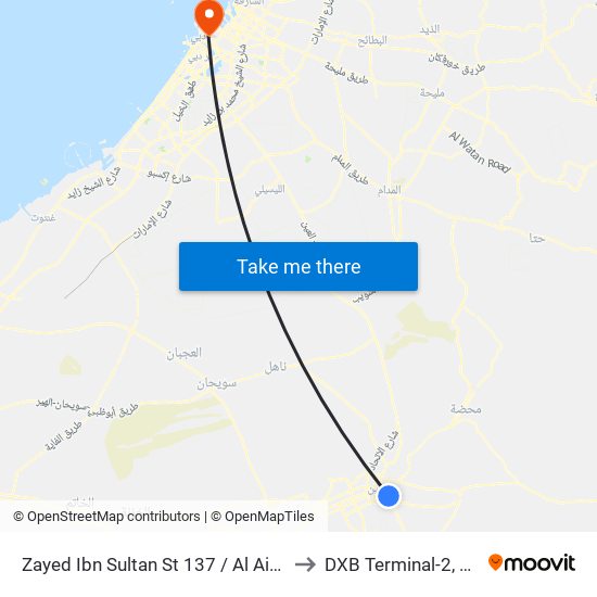 Zayed Ibn Sultan St 137 / Al Ain Bus Station to DXB Terminal-2, Junction. map