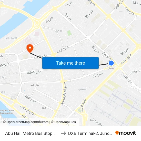 Abu Hail Metro Bus Stop A - 06 to DXB Terminal-2, Junction. map