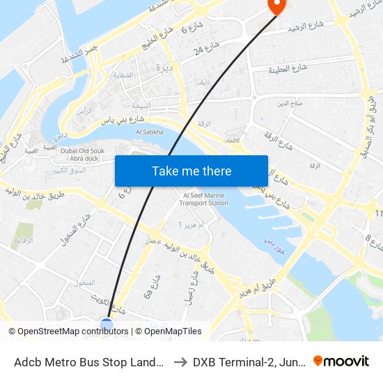 Adcb Metro Bus Stop Landside - 1 to DXB Terminal-2, Junction. map