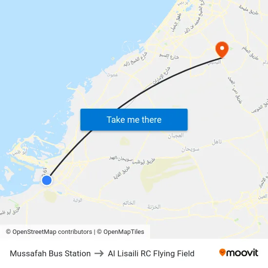 Mussafah Bus Station to Al Lisaili RC Flying Field map