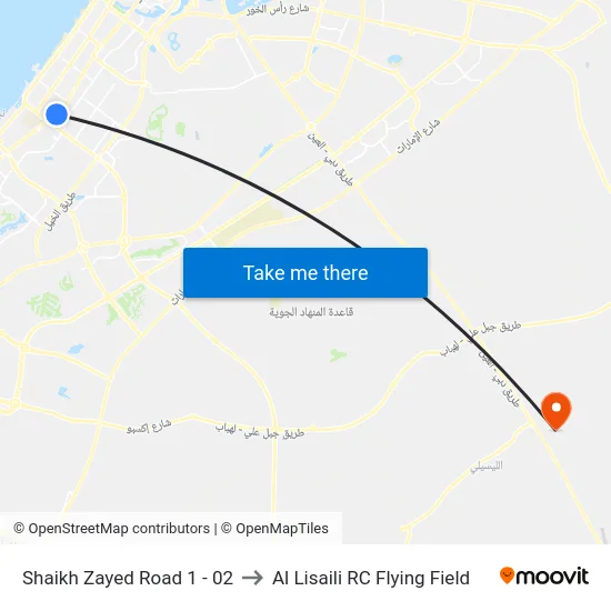Shaikh Zayed  Road 1 - 02 to Al Lisaili RC Flying Field map