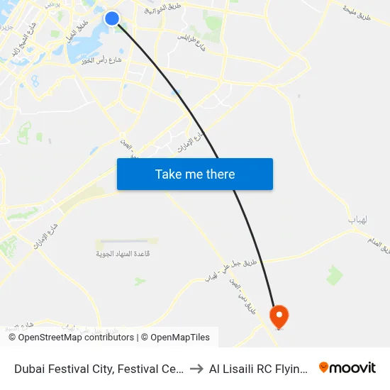 Dubai Festival City, Festival Centre - 01 to Al Lisaili RC Flying Field map