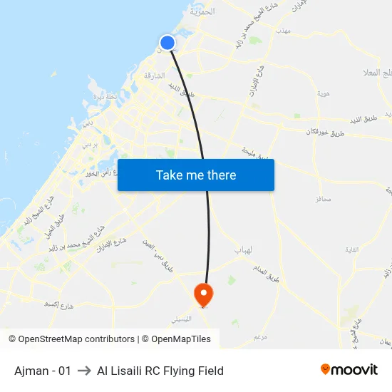 Ajman - 01 to Al Lisaili RC Flying Field map