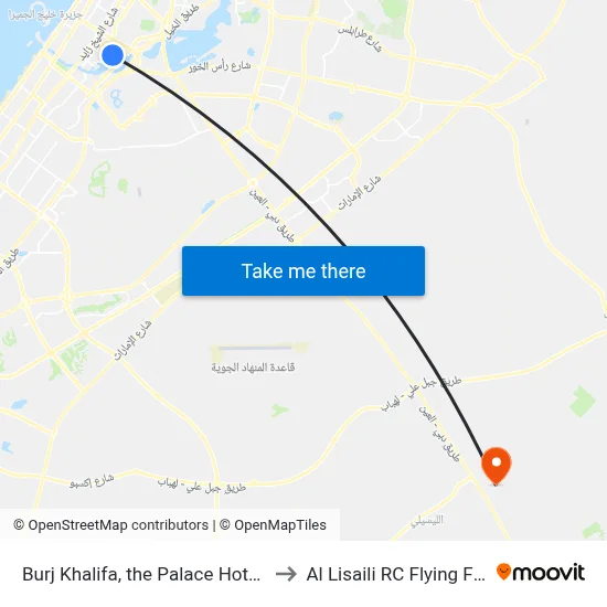 Burj Khalifa, The Palace Hotel - 1 to Al Lisaili RC Flying Field map