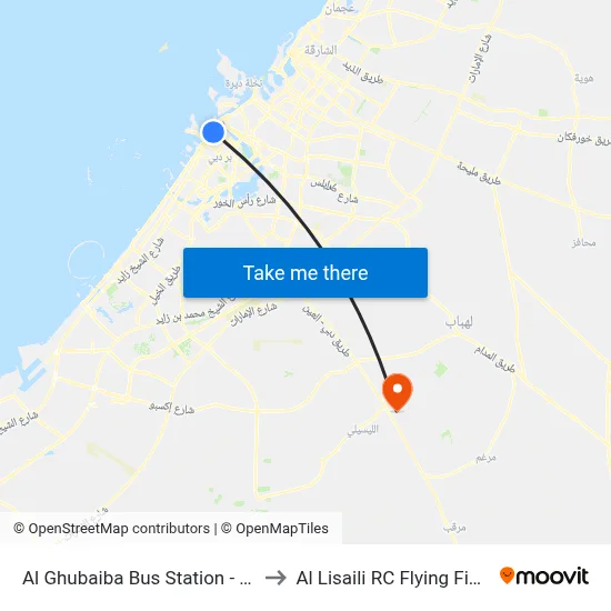 Al Ghubaiba Bus Station - 01 to Al Lisaili RC Flying Field map