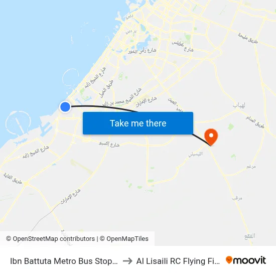 Ibn Battuta Metro Bus Stop - 2 to Al Lisaili RC Flying Field map