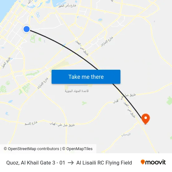Quoz, Al Khail Gate 3 - 01 to Al Lisaili RC Flying Field map