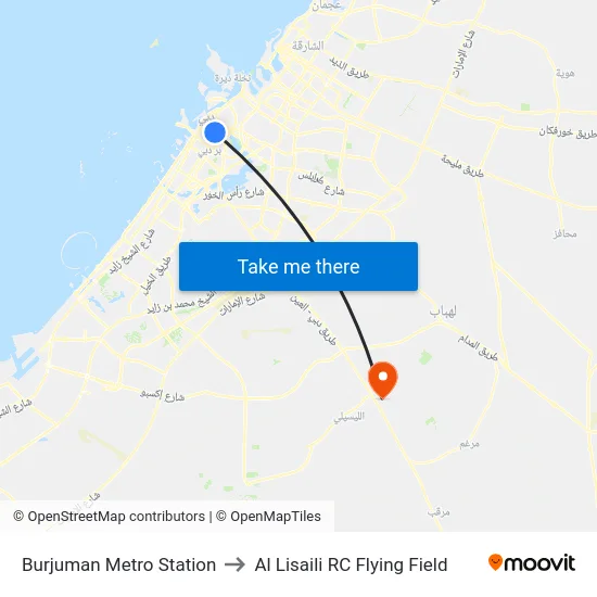 Burjuman Metro Station to Al Lisaili RC Flying Field map