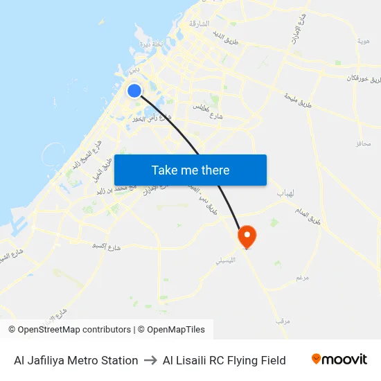 Al Jafiliya Metro Station to Al Lisaili RC Flying Field map