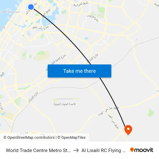 World Trade Centre Metro Station to Al Lisaili RC Flying Field map