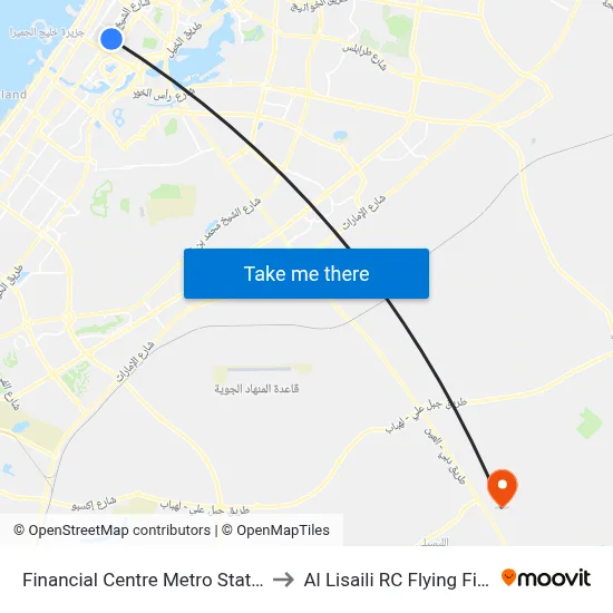 Financial Centre Metro Station to Al Lisaili RC Flying Field map