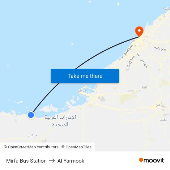 Mirfa Bus Station to Al Yarmook map
