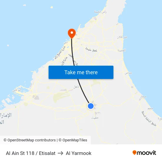 Al Ain St 118 / Etisalat to Al Yarmook map