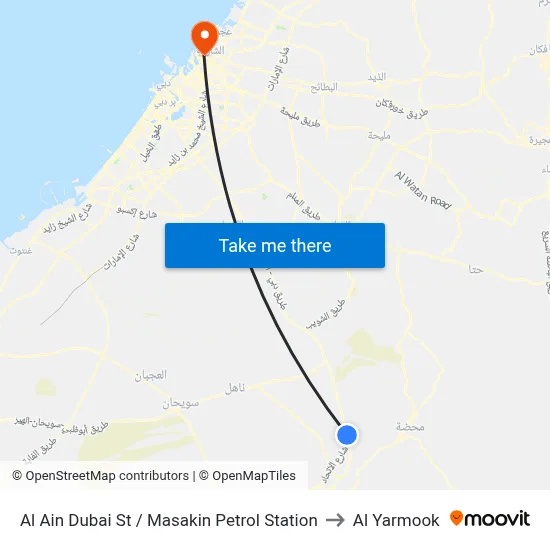 Al Ain Dubai Street / Masakin Petrol Station to Al Yarmook map