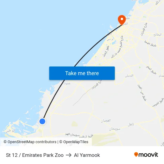 Street 12 / Emirates Park Zoo to Al Yarmook map