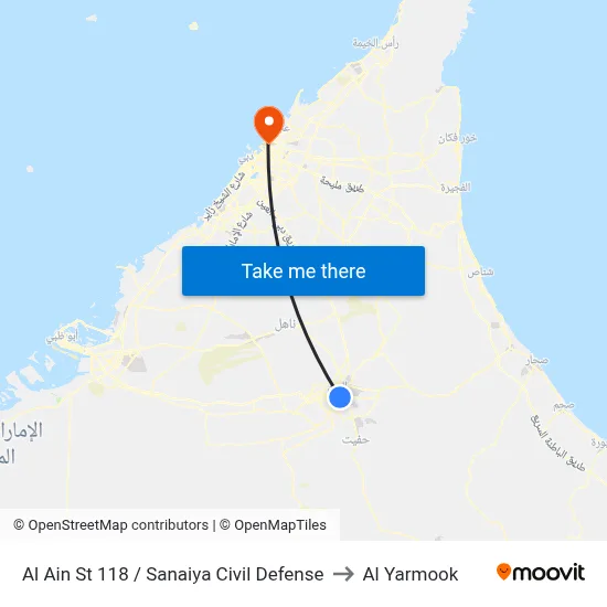 Al Ain Street 118 / Sanaiya Civil Defense to Al Yarmook map