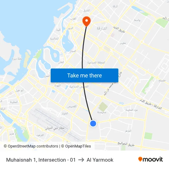 Muhaisnah 1, Intersection - 01 to Al Yarmook map