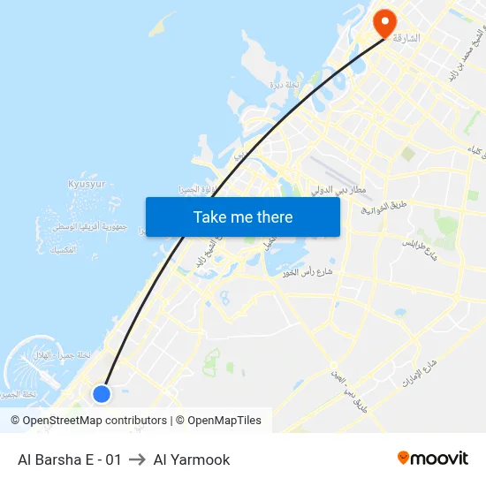 Al Barsha E - 01 to Al Yarmook map