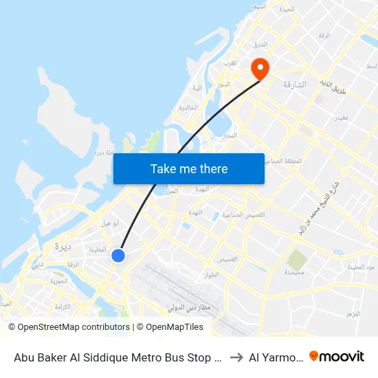 Abu Baker Al Siddique Metro Bus Stop 2 - 01 to Al Yarmook map