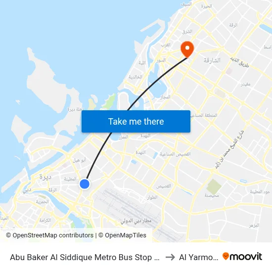 Abu Baker Al Siddique Metro Bus Stop 1 - 01 to Al Yarmook map