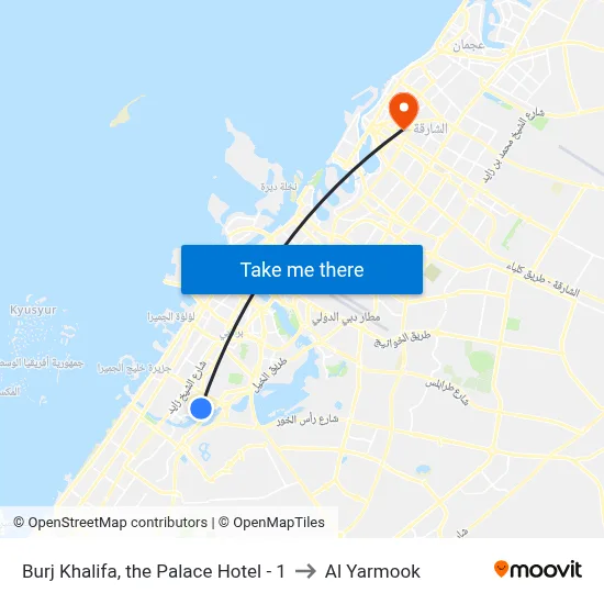 Burj Khalifa, The Palace Hotel - 1 to Al Yarmook map
