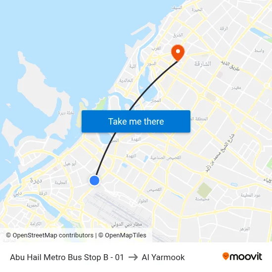 Abu Hail Metro Bus Stop B - 01 to Al Yarmook map