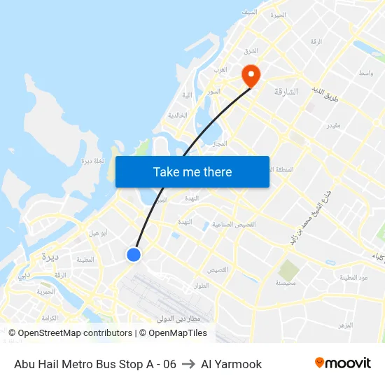 Abu Hail Metro Bus Stop A - 06 to Al Yarmook map