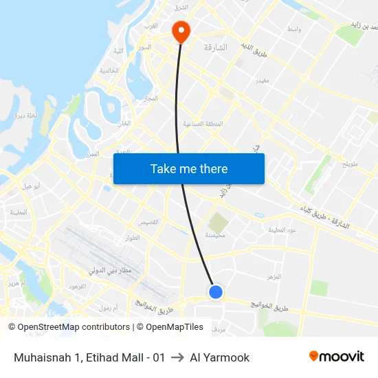 Muhaisnah 1, Etihad Mall - 01 to Al Yarmook map