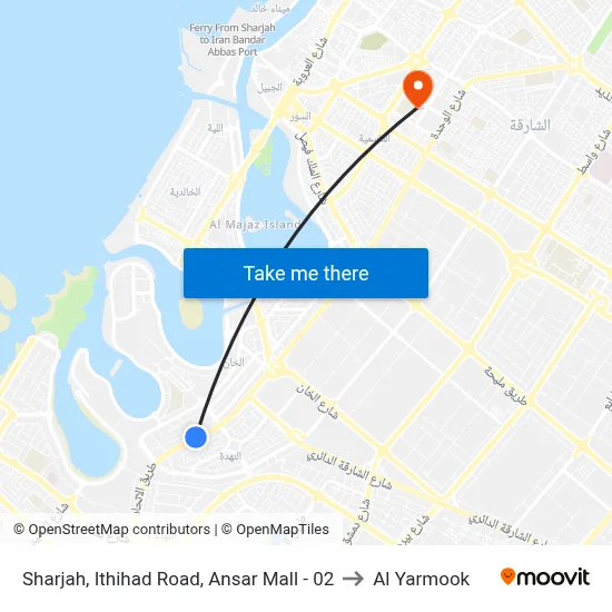 Sharjah, Ittihad Road, Ansar Mall - 02 to Al Yarmook map