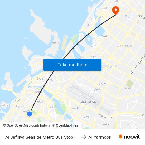 Al Jafiliya Seaside Metro Bus Stop - 1 to Al Yarmook map