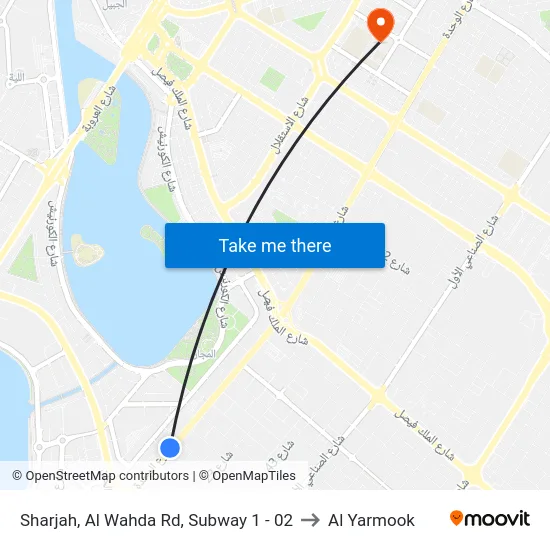 Sharjah, Al Wahda Rd, Subway 1 - 02 to Al Yarmook map